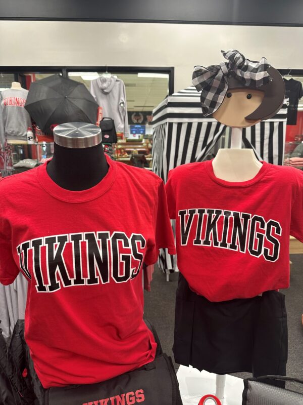 Red Arched Vikings Tee (Youth and Adult)